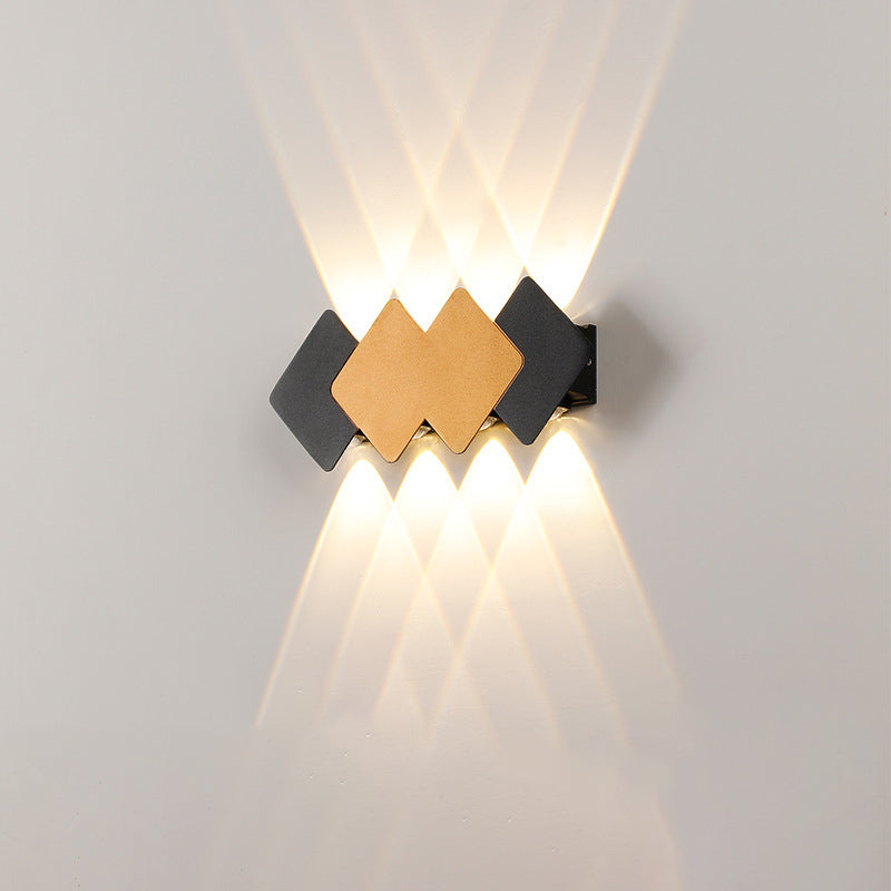 Contemporary Creative Waterproof Rhombus Aluminum Outdoor LED Wall Sconce Lamp For Garden