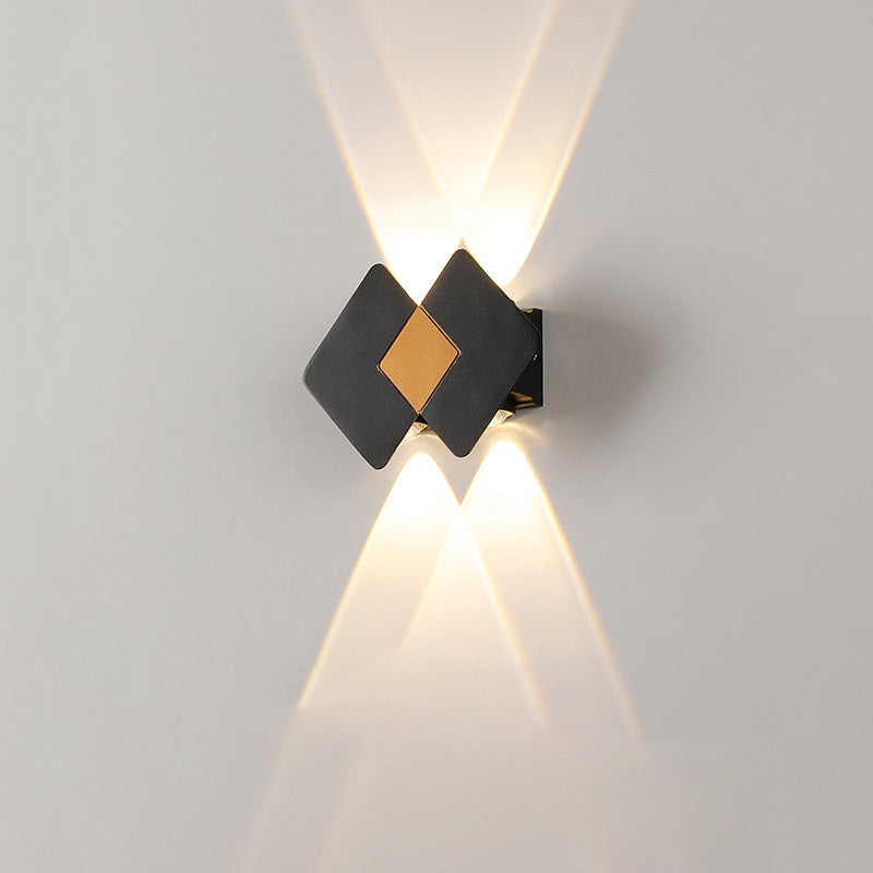 Contemporary Creative Waterproof Rhombus Aluminum Outdoor LED Wall Sconce Lamp For Garden