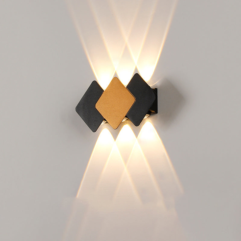 Contemporary Creative Waterproof Rhombus Aluminum Outdoor LED Wall Sconce Lamp For Garden
