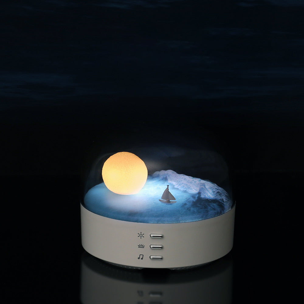 Zeitgenössisches kreatives Bluetooth rundes ABS PC PVC USB LED Kinder-Nachtlicht für das Schlafzimmer 