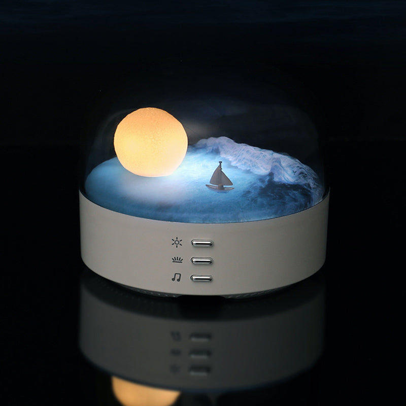 Contemporary Creative Bluetooth Round ABS PC PVC USB LED Kids Night Light For Bedroom
