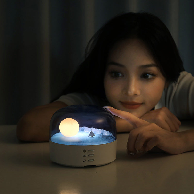 Contemporary Creative Bluetooth Round ABS PC PVC USB LED Kids Night Light For Bedroom