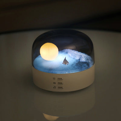 Contemporary Creative Bluetooth Round ABS PC PVC USB LED Kids Night Light For Bedroom