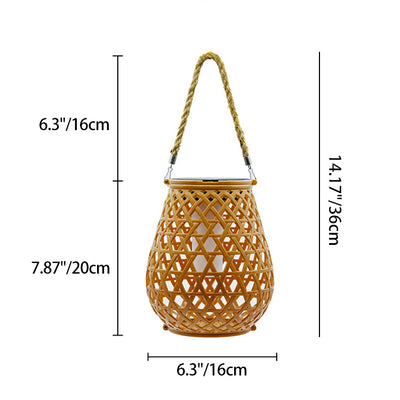 Modern Art Deco Waterproof Solar Lantern Plastic Imitated Rattan Weaving LED Outdoor Lights Landscape Lighting For Garden