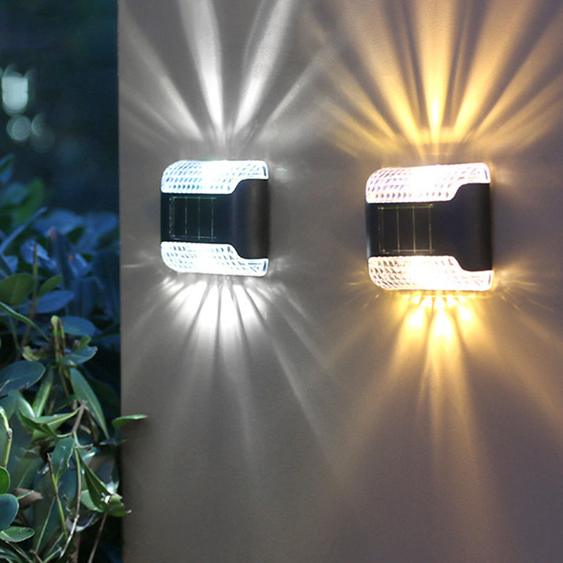Modern Minimalist Waterproof Solar Rectangular Plastic LED Wall Sconce Lamp For Outdoor Patio