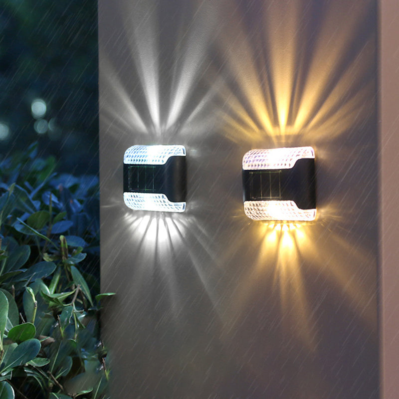 Modern Minimalist Waterproof Solar Rectangular Plastic LED Wall Sconce Lamp For Outdoor Patio