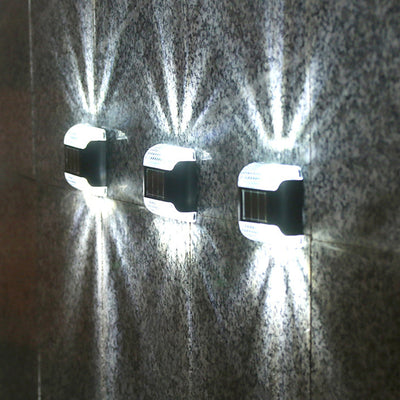 Modern Minimalist Waterproof Solar Rectangular Plastic LED Wall Sconce Lamp For Outdoor Patio