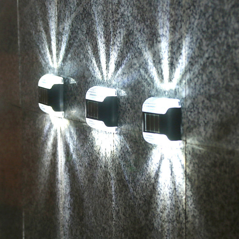 Modern Minimalist Waterproof Solar Rectangular Plastic LED Wall Sconce Lamp For Outdoor Patio
