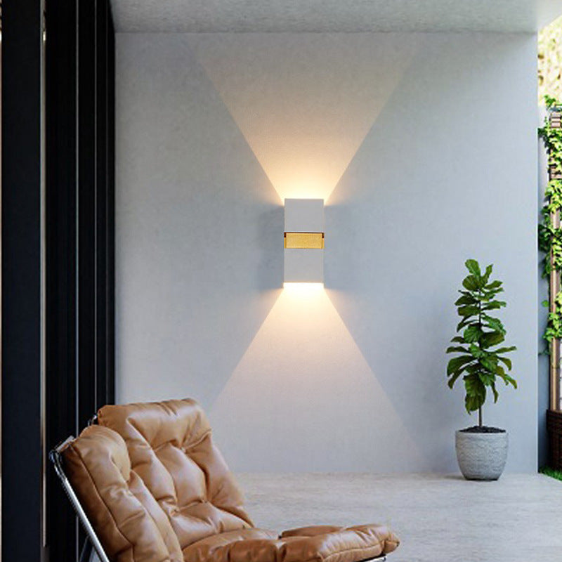Modern Minimalist Waterproof Cuboid Aluminum Outdoor LED Wall Sconce Lamp For Outdoor Patio