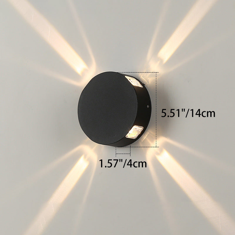 Zeitgenössische industrielle runde quadratische wasserdichte Aluminium-Acryl-LED-Außenwandleuchte für die Außenterrasse 