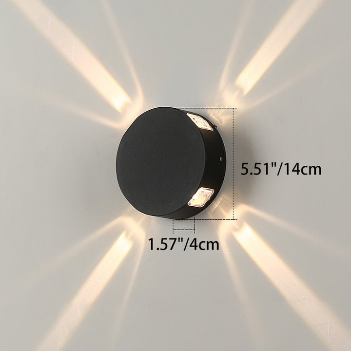 Zeitgenössische industrielle runde quadratische wasserdichte Aluminium-Acryl-LED-Außenwandleuchte für die Außenterrasse 