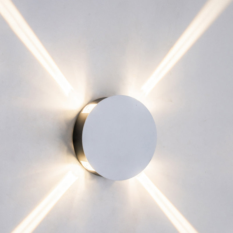 Zeitgenössische industrielle runde quadratische wasserdichte Aluminium-Acryl-LED-Außenwandleuchte für die Außenterrasse 