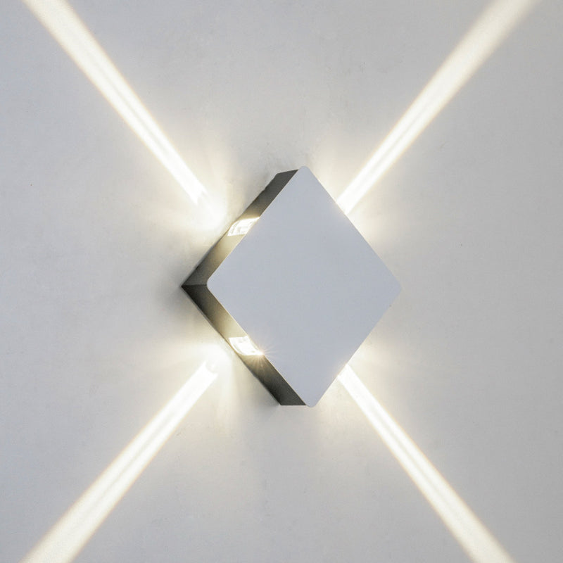 Zeitgenössische industrielle runde quadratische wasserdichte Aluminium-Acryl-LED-Außenwandleuchte für die Außenterrasse 