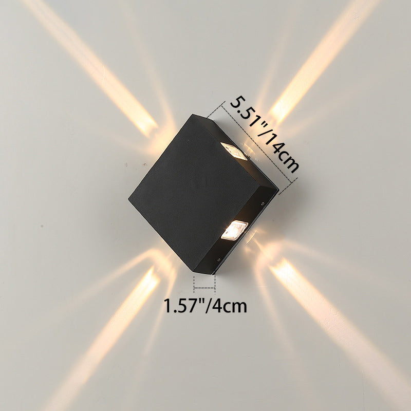 Zeitgenössische industrielle runde quadratische wasserdichte Aluminium-Acryl-LED-Außenwandleuchte für die Außenterrasse 