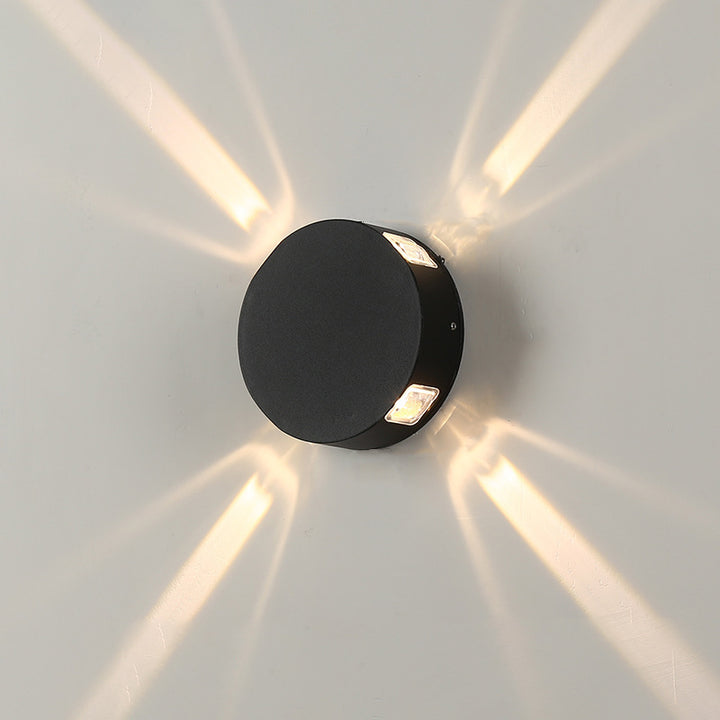 Zeitgenössische industrielle runde quadratische wasserdichte Aluminium-Acryl-LED-Außenwandleuchte für die Außenterrasse 