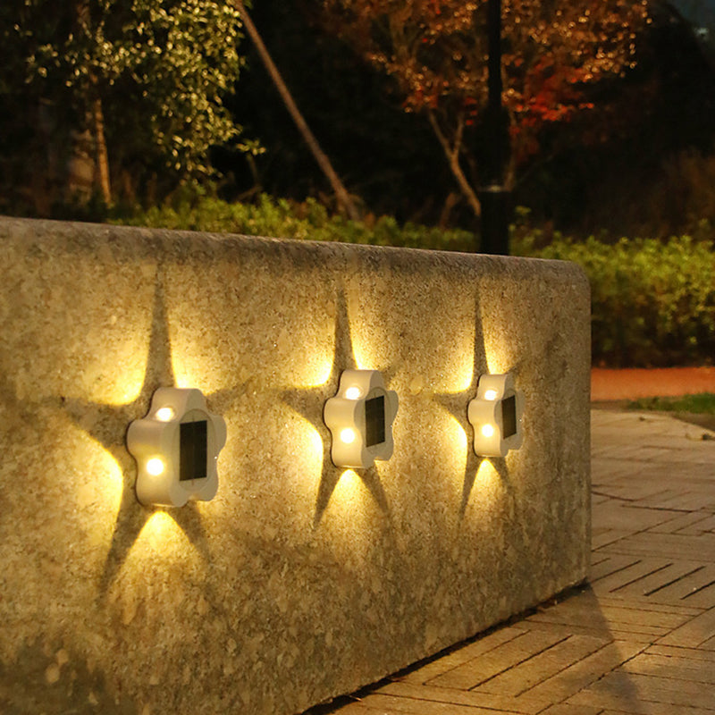 Moderne Art Deco Stern Wasserdichte Solar ABS & Acryl LED Außenwandleuchte Für Außenbereich Terrasse 