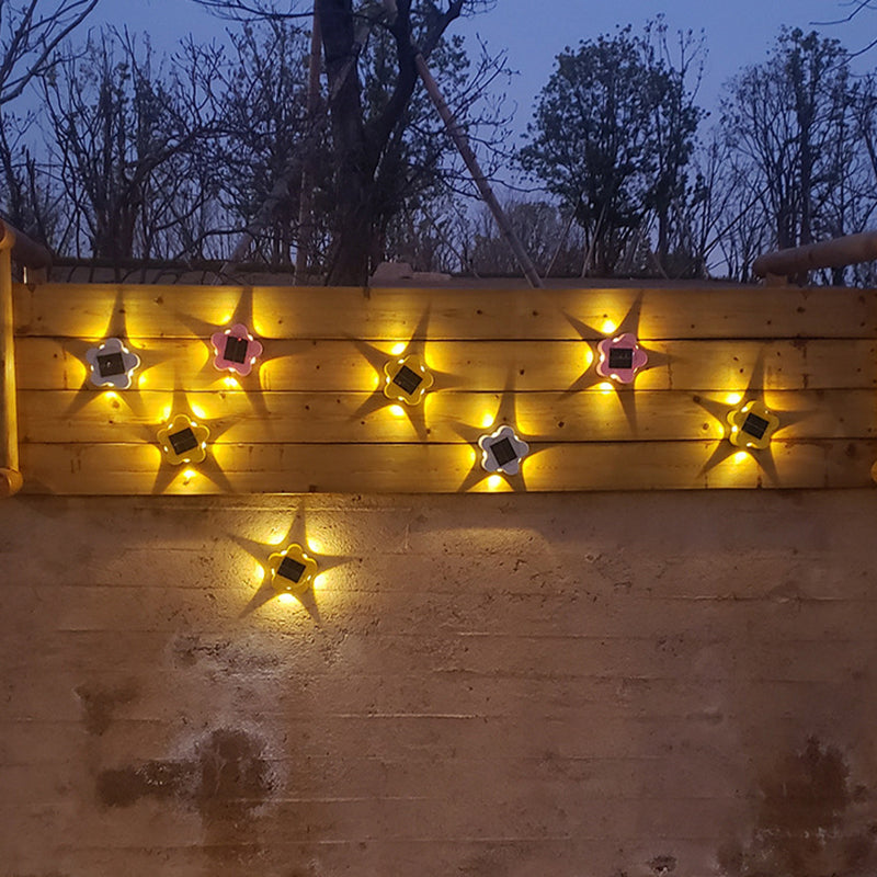 Moderne Art Deco Stern Wasserdichte Solar ABS & Acryl LED Außenwandleuchte Für Außenbereich Terrasse 