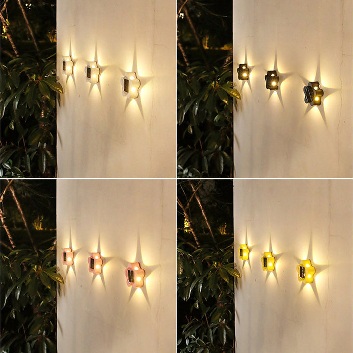 Modern Art Deco Star Waterproof Solar ABS &amp; Acrylic LED Outdoor Wall Sconce Lamp For Outdoor Patio