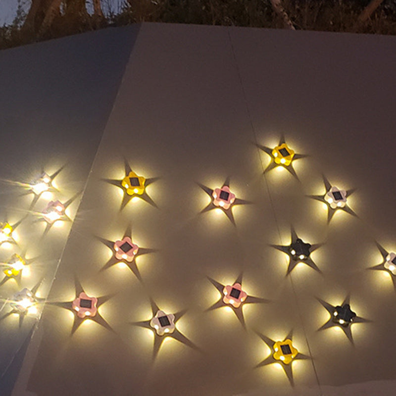 Moderne Art Deco Stern Wasserdichte Solar ABS & Acryl LED Außenwandleuchte Für Außenbereich Terrasse 