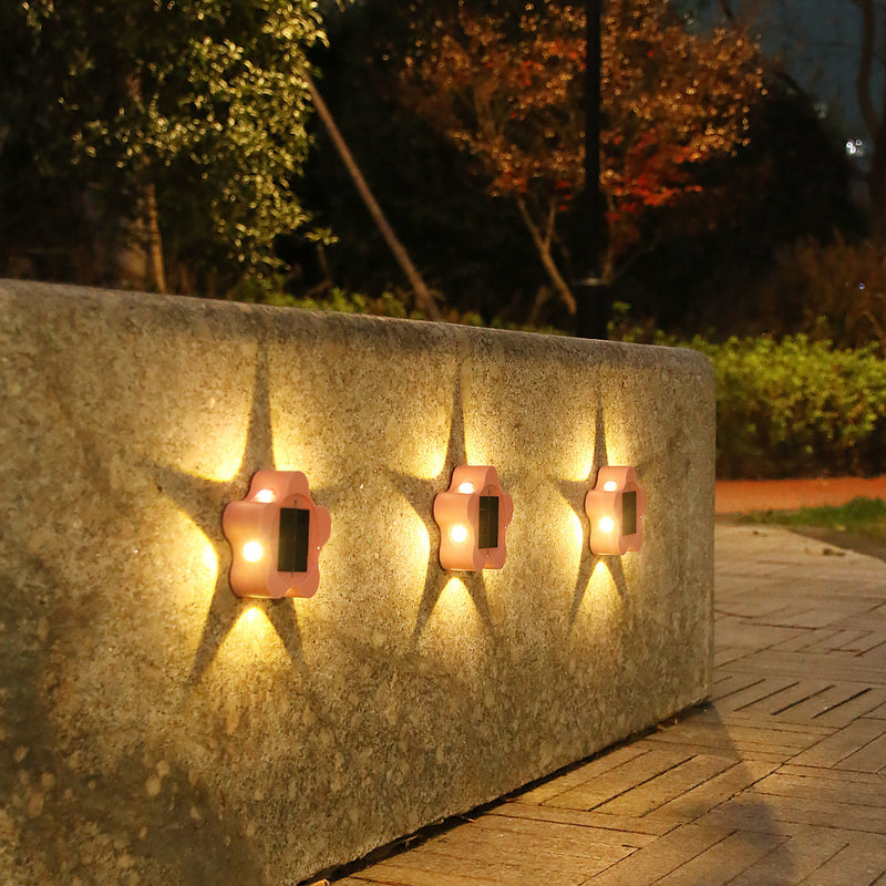 Moderne Art Deco Stern Wasserdichte Solar ABS & Acryl LED Außenwandleuchte Für Außenbereich Terrasse 