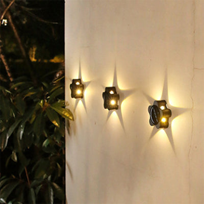 Moderne Art Deco Stern Wasserdichte Solar ABS & Acryl LED Außenwandleuchte Für Außenbereich Terrasse 