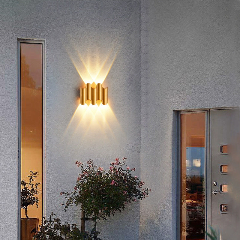 Contemporary Industrial Waterproof Geometric Aluminum PC Outdoor Wall Sconce Lamp For Garden