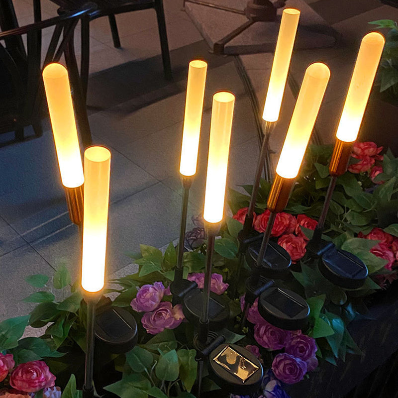 Moderne Art Deco wasserdichte Solarzylinder Acryl Aluminium Edelstahl ABS LED Außenleuchte Landschaftsbeleuchtung für den Garten 