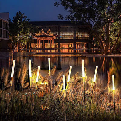 Moderne Art Deco wasserdichte Solarzylinder Acryl Aluminium Edelstahl ABS LED Außenleuchte Landschaftsbeleuchtung für den Garten 