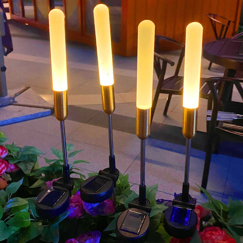 Moderne Art Deco wasserdichte Solarzylinder Acryl Aluminium Edelstahl ABS LED Außenleuchte Landschaftsbeleuchtung für den Garten 