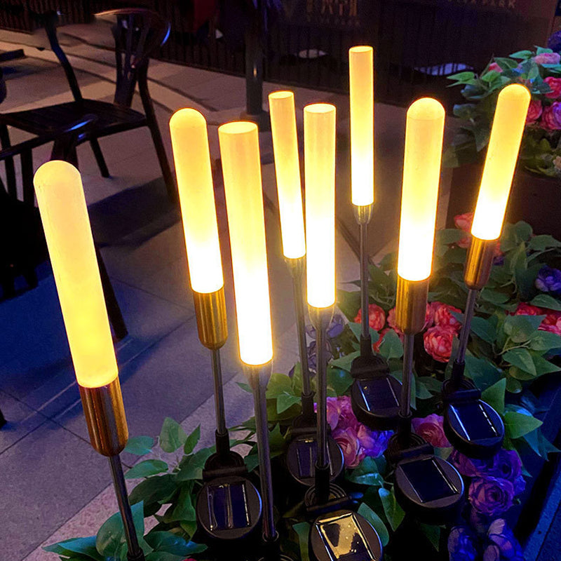 Moderne Art Deco wasserdichte Solarzylinder Acryl Aluminium Edelstahl ABS LED Außenleuchte Landschaftsbeleuchtung für den Garten 