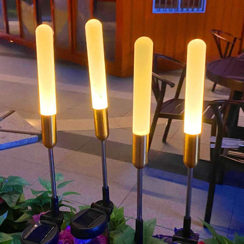 Moderne Art Deco wasserdichte Solarzylinder Acryl Aluminium Edelstahl ABS LED Außenleuchte Landschaftsbeleuchtung für den Garten 