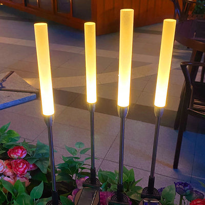 Moderne Art Deco wasserdichte Solarzylinder Acryl Aluminium Edelstahl ABS LED Außenleuchte Landschaftsbeleuchtung für den Garten 