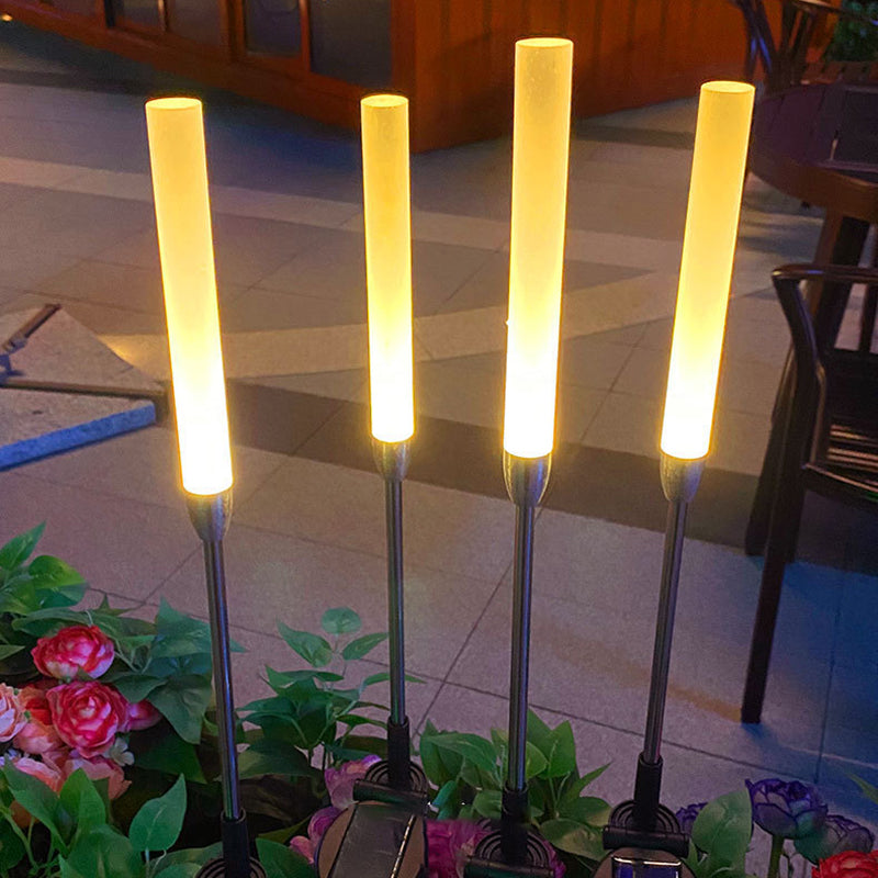 Moderne Art Deco wasserdichte Solarzylinder Acryl Aluminium Edelstahl ABS LED Außenleuchte Landschaftsbeleuchtung für den Garten 