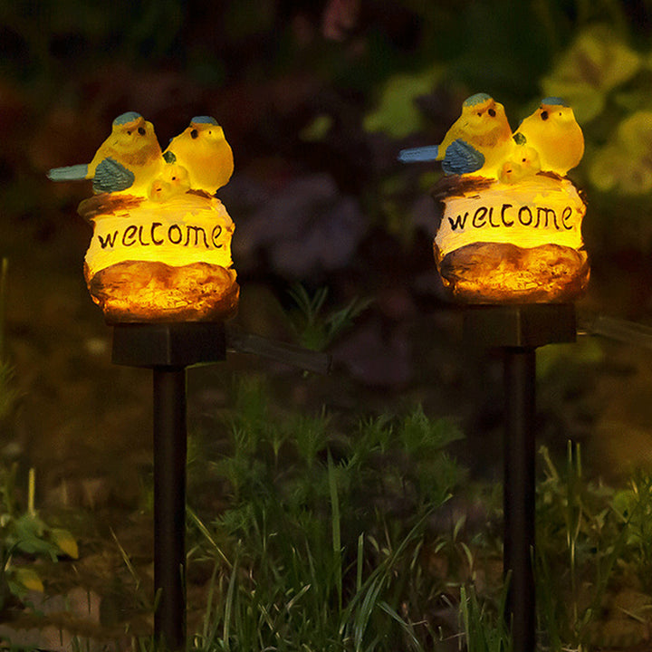 Zeitgenössische Retro-Vogel wasserdichte Solar-PP-Harz-LED-Außenleuchte Landschaftsbeleuchtung für Garten 