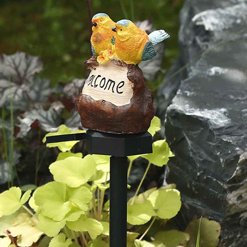 Zeitgenössische Retro-Vogel wasserdichte Solar-PP-Harz-LED-Außenleuchte Landschaftsbeleuchtung für Garten 