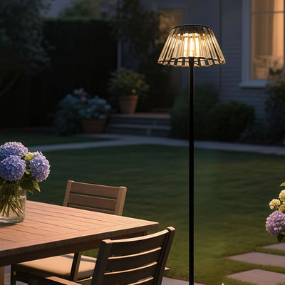 Contemporary Industrial Waterproof Solar USB Iron Glass Outdoor LED Standing Floor Lamp For Garden