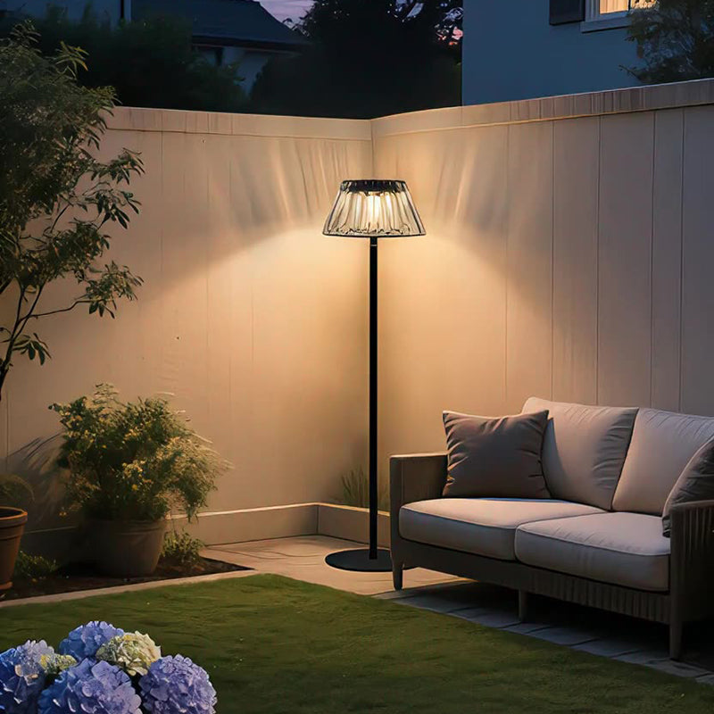 Contemporary Industrial Waterproof Solar USB Iron Glass Outdoor LED Standing Floor Lamp For Garden