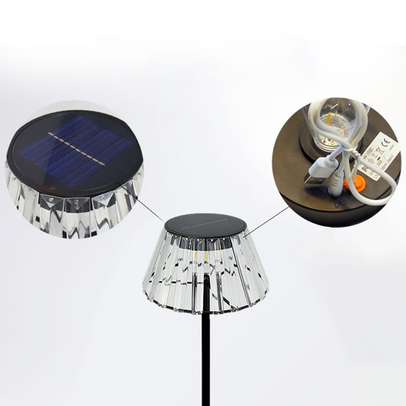 Contemporary Industrial Waterproof Solar USB Iron Glass Outdoor LED Standing Floor Lamp For Garden