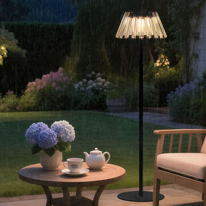 Contemporary Industrial Waterproof Solar USB Iron Glass Outdoor LED Standing Floor Lamp For Garden