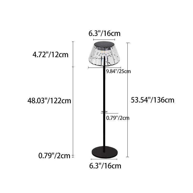 Contemporary Industrial Waterproof Solar USB Iron Glass Outdoor LED Standing Floor Lamp For Garden