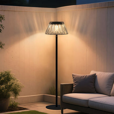 Contemporary Industrial Waterproof Solar USB Iron Glass Outdoor LED Standing Floor Lamp For Garden