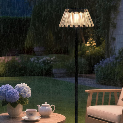 Contemporary Industrial Waterproof Solar USB Iron Glass Outdoor LED Standing Floor Lamp For Garden