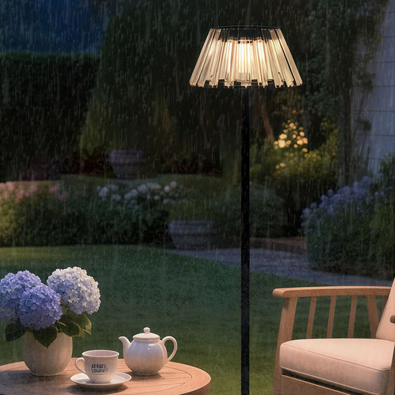 Contemporary Industrial Waterproof Solar USB Iron Glass Outdoor LED Standing Floor Lamp For Garden