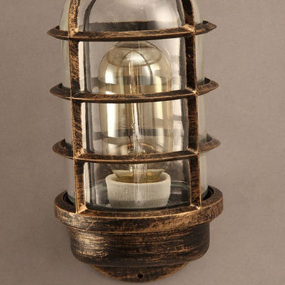 Contemporary Industrial Cylinder Iron Glass 1-Light Wall Sconce Lamp For Hallway