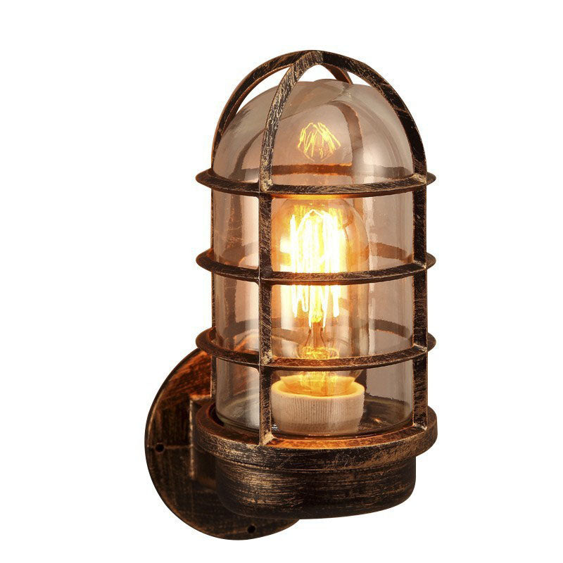 Contemporary Industrial Cylinder Iron Glass 1-Light Wall Sconce Lamp For Hallway