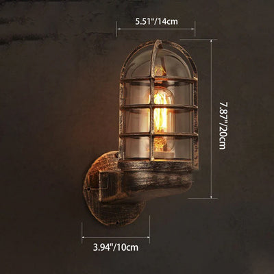 Contemporary Industrial Cylinder Iron Glass 1-Light Wall Sconce Lamp For Hallway