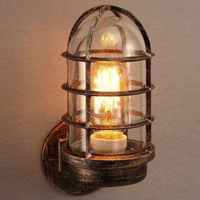 Contemporary Industrial Cylinder Iron Glass 1-Light Wall Sconce Lamp For Hallway