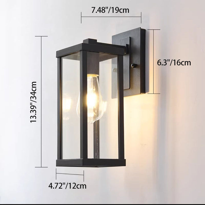 Lámpara Aplique de Pared de Hierro y Vidrio Rectangular Industrial Contemporáneo de 1 Luz para Entrada 