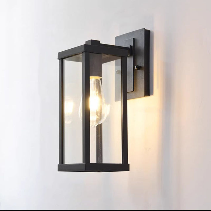 Lámpara Aplique de Pared de Hierro y Vidrio Rectangular Industrial Contemporáneo de 1 Luz para Entrada 
