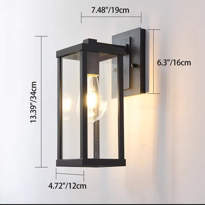 Contemporary Industrial Rectangular Iron Glass 1-Light Wall Sconce Lamp For Entryway